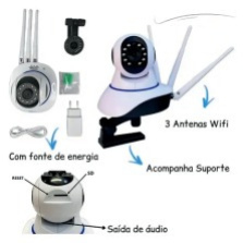 CAMARA 3 ANTENAS WIFI - CON INFRAROJO - AUDIO Y ROTACION 360°