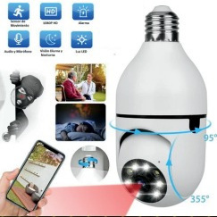 CAMARA DE BOMBILLO WIFI - CON INFRAROJO - AUDIO Y ROTACION 360°