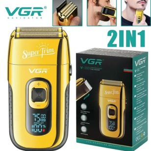 AFEITADORA SHAVER VGR - V-332 2 EN 1 SUPER TRIM DORADA DIGITAL